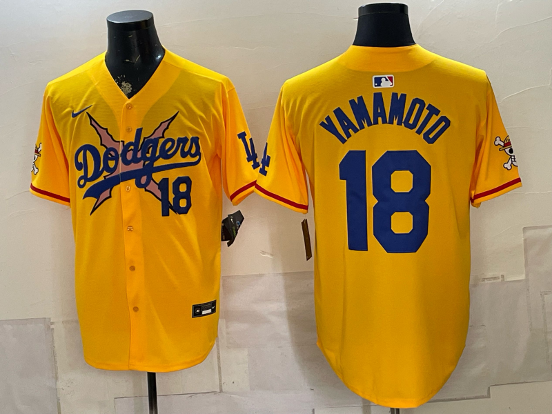 Men Los Angeles Dodgers #18 Yamamoto yellow Game 2026 Nike MLB Jersey 0717004